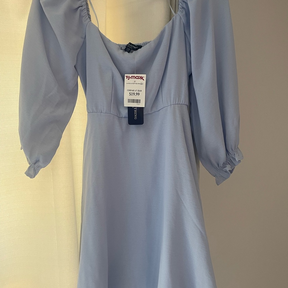 Astr Blue Long Sleeve Puff Sundress